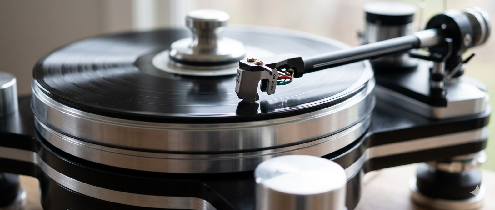 Macro shot of VPI turntable.